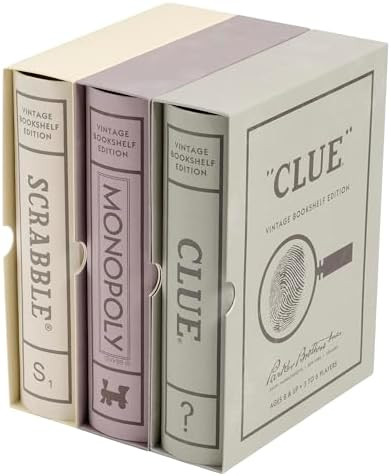 WS Game Company Vintage Board Games Bookshelf Collection - Scrabble, Monopoly & Clue in Book-Styl... | Amazon (US)