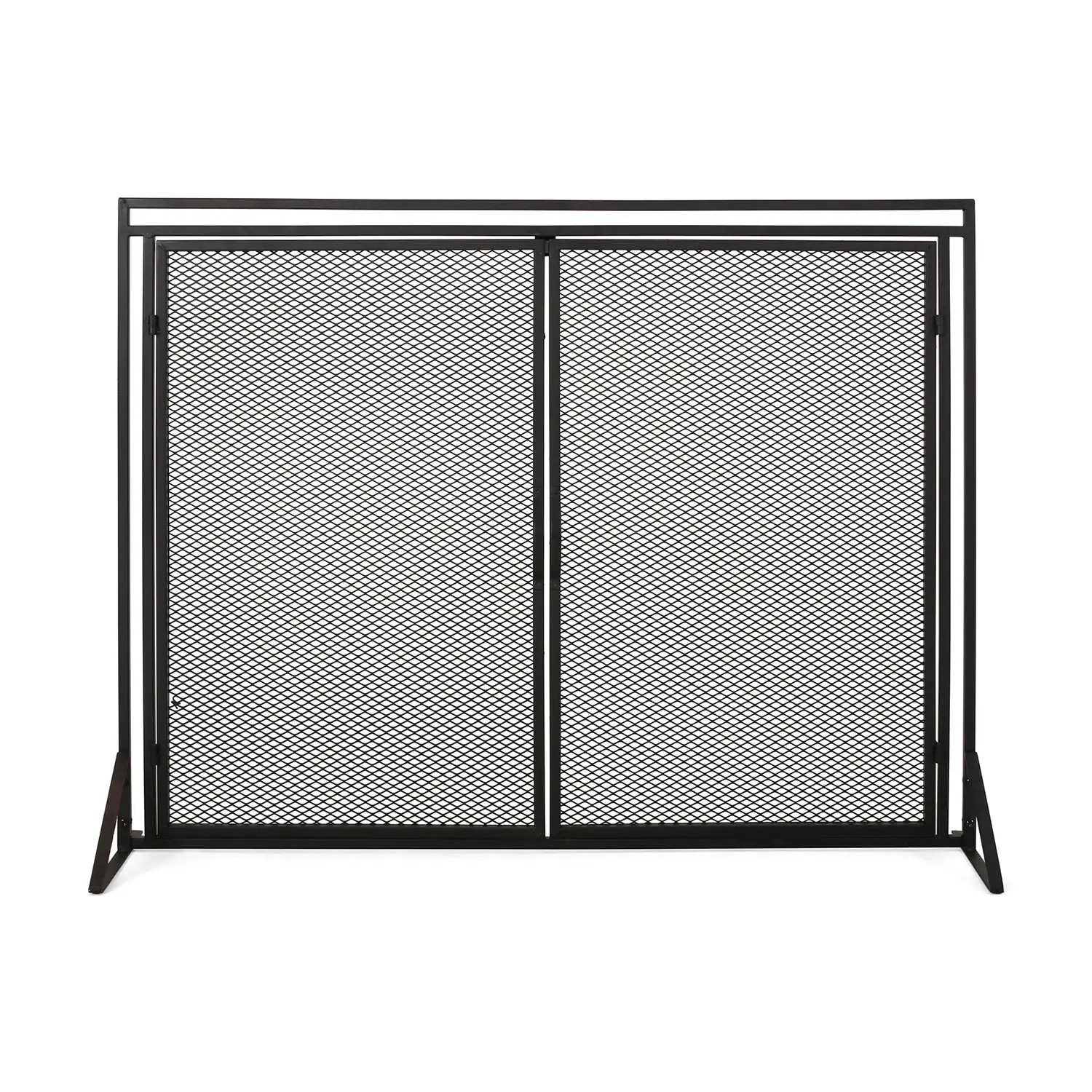 Samantha Modern Iron Single Panal Fireplace Screen,Matte Black | Bed Bath & Beyond