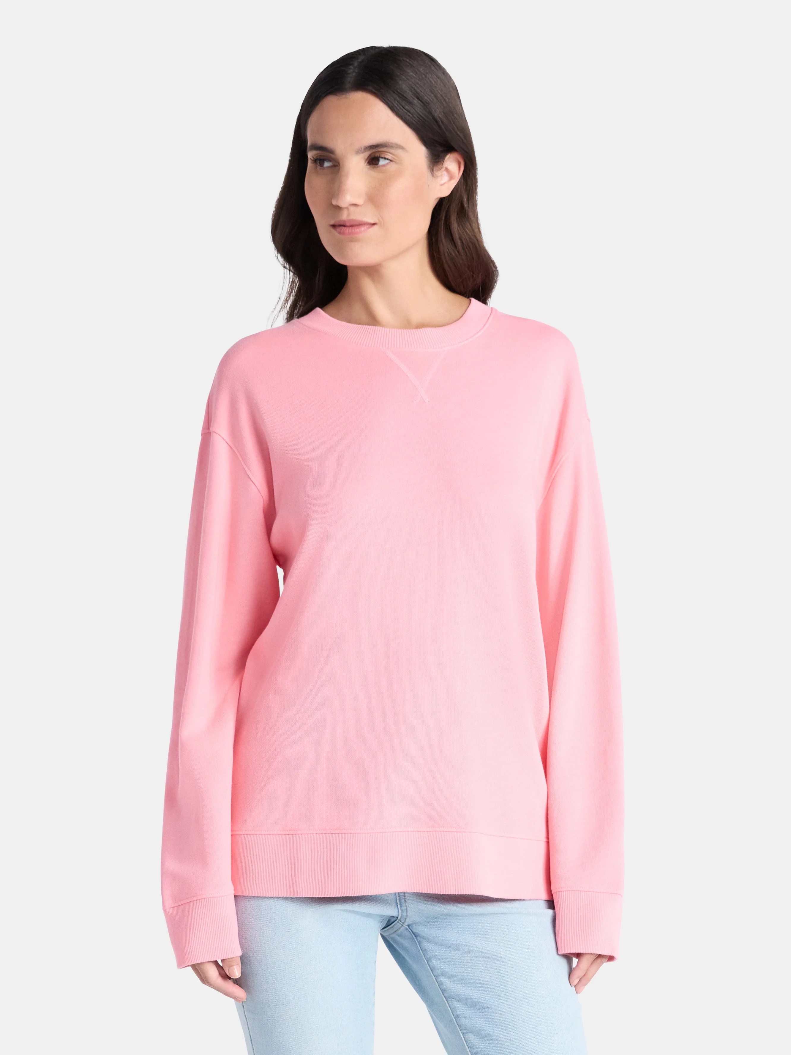 Time and Tru Women's and Women's Plus Crewneck Sweatshirt with Long Sleeves, Sizes XS-4X | Walmart (US)