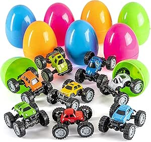 PREXTEX Jumbo Easter Eggs Filled with DIY Plastic Kids Monster Truck Toys | Easter Party Favor an... | Amazon (US)