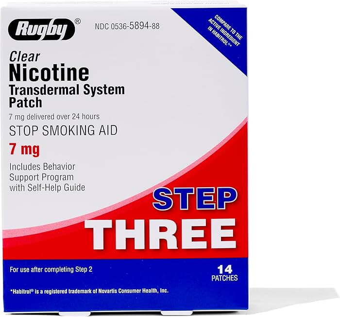Rugby Clear Nicotine Patches - Transdermal System Patch - Smoking or Vaping Quitting Aid - Step 3... | Amazon (US)