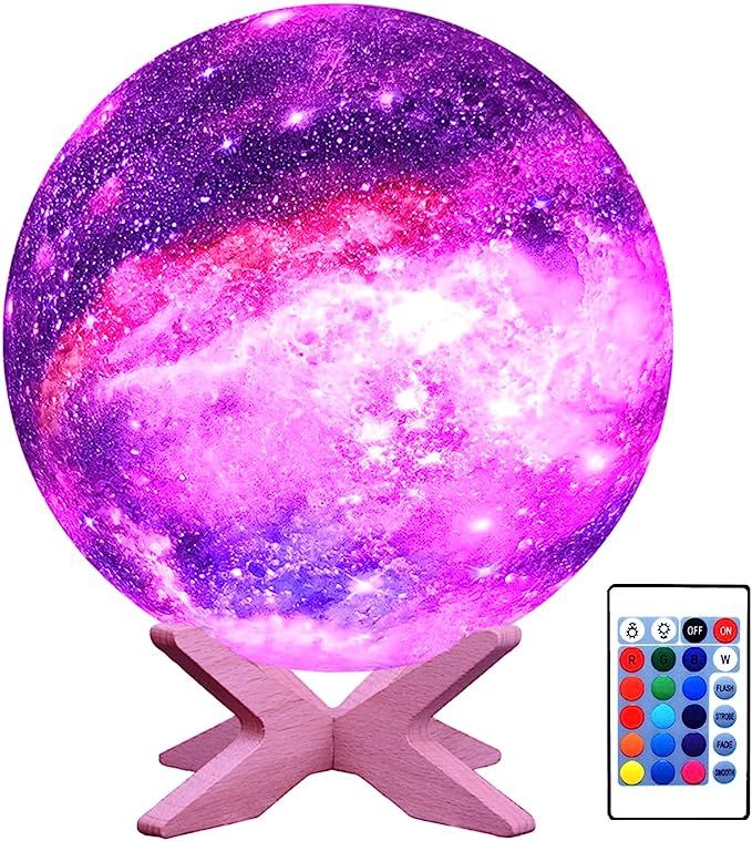 HYODREAM 3D Moon Lamp Kids Night Light Galaxy Lamp 16 Colors LED Light with Rechargeable Battery ... | Amazon (US)