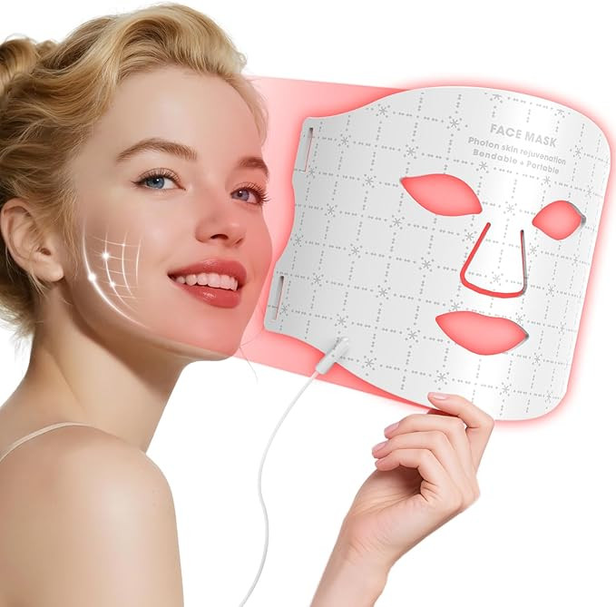 Red Light Therapy for Face, Red Light Therapy Mask with Remote, Rechargeable 7 Colors LED Light T... | Amazon (US)