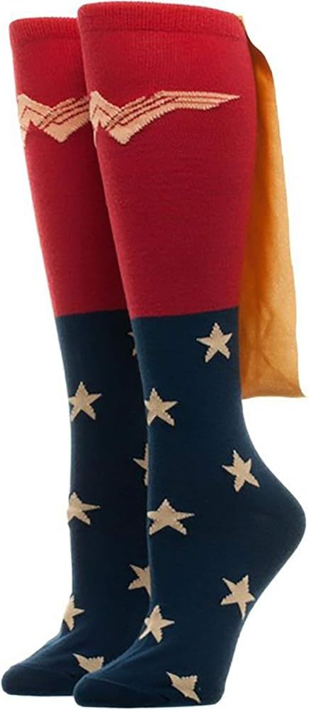 Bioworld Women's Caped Knee High Wonder Woman Movie Socks Standard, Red, One Size | Amazon (US)