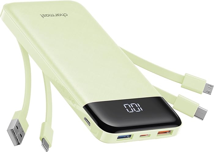 charmast Portable Charger with Reinforced Built-in 4 Cables,10000mAh Power Bank Travel Essentials... | Amazon (US)