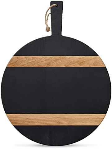 Chloe and Cotton Acacia Wood Diameter 16 Inch Oversized Serving Board | Large Black Cheese Board | C | Amazon (US)