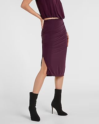 Silky Sueded Jersey High Waisted Ruched Pencil Skirt | Express