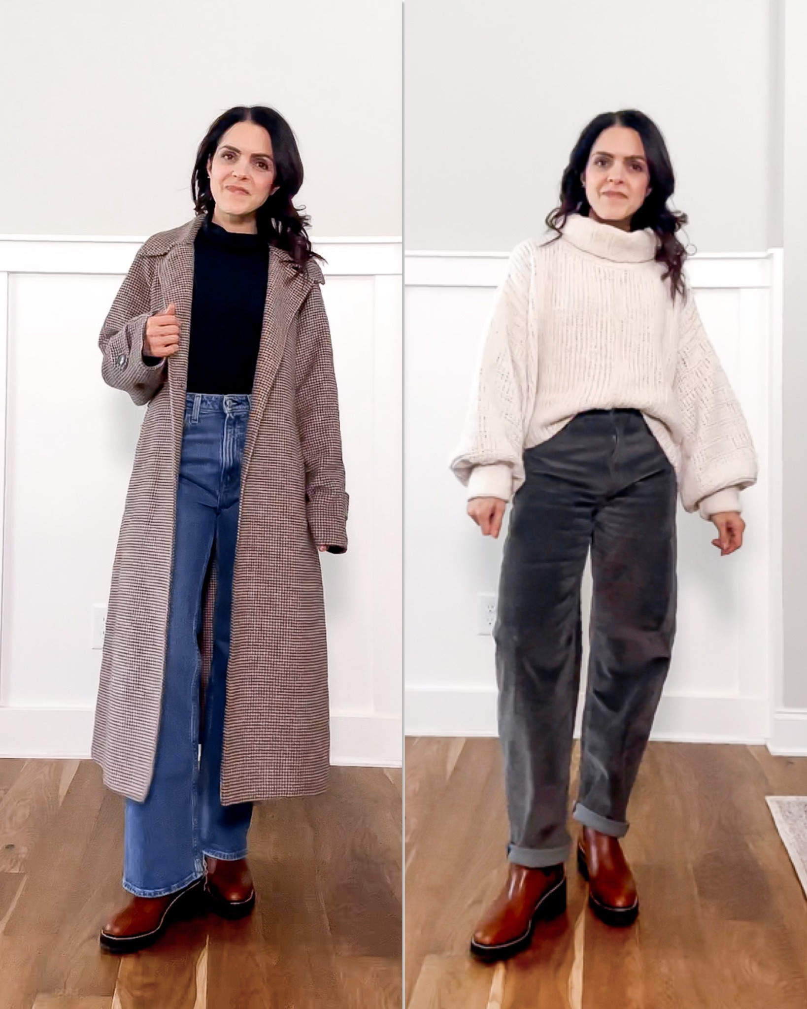 Ways to style Chelsea lug boots!  Linked exact or similar if you’d like to recreate these looks! Boots are older from @Madewell 

@Madewell turtleneck tee, barrel pants
@Varley coat
@abercrombie jeans
Free People sweater (old)

#stylechallenge #shopyourcloset #chelseaboots 


#LTKootd #LTKgrwm