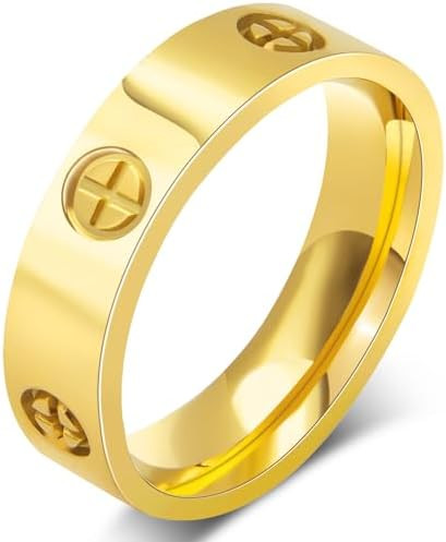 Love Friendship Gold Rings for Women:Wedding Band 18k Gold Ring Cubic Zirconia Stainless Steel Pr... | Amazon (US)