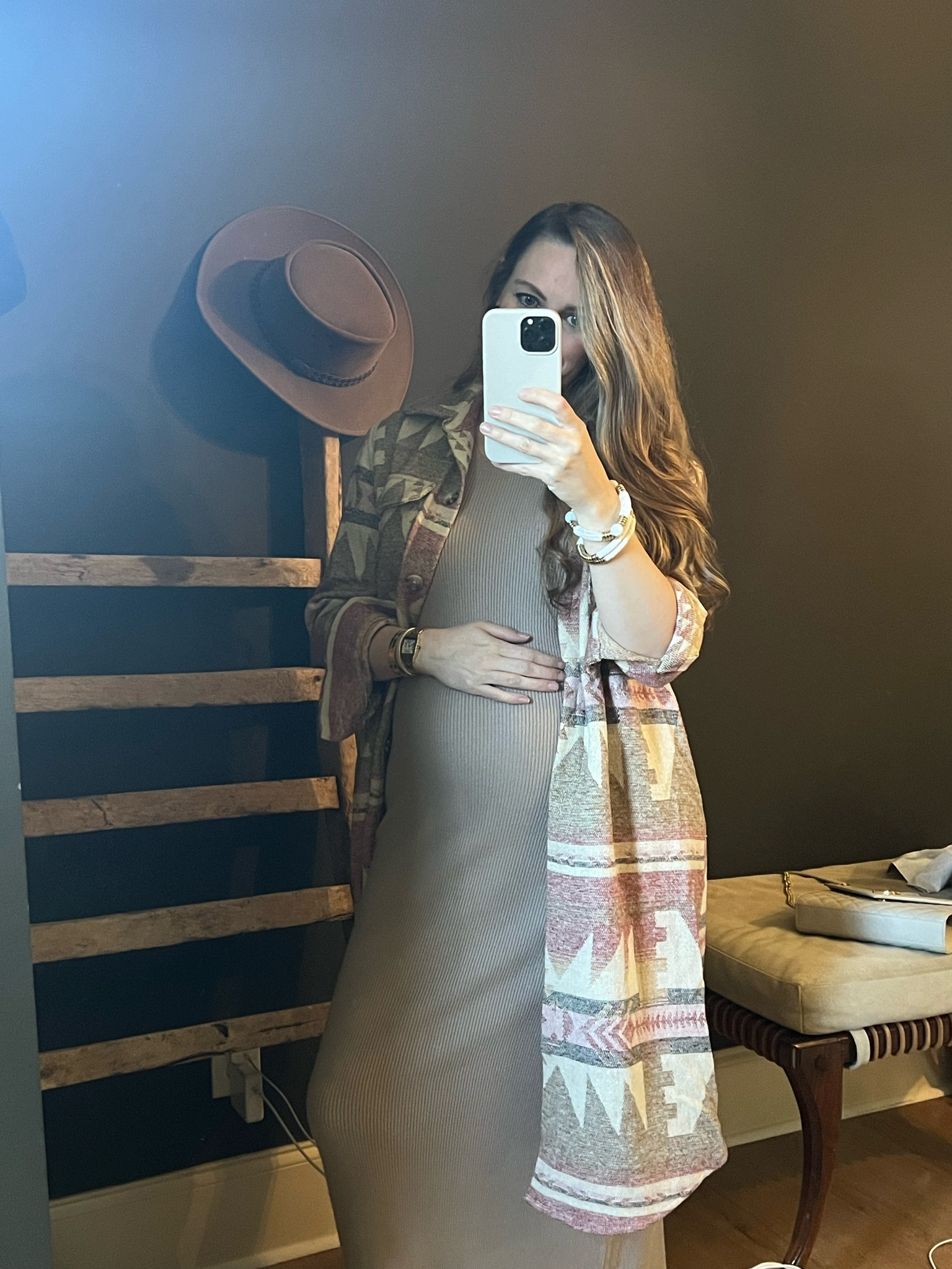 OOTD maternity with a bit of western flare. Dress is from a while ago and not actually maternity but making it work and sharing similar styles!