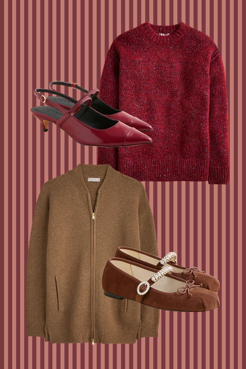 Holiday basics 50% off today at @jcrew (and 30% off almost everything else!) ~ own and love these, sweaters are slightly oversized but still took my regular size small, shoes are true to size and comfortable (I have the plaid colorway) 
xo, Claire 

#LTKSaleAlert #LTKHoliday #LTKOver40