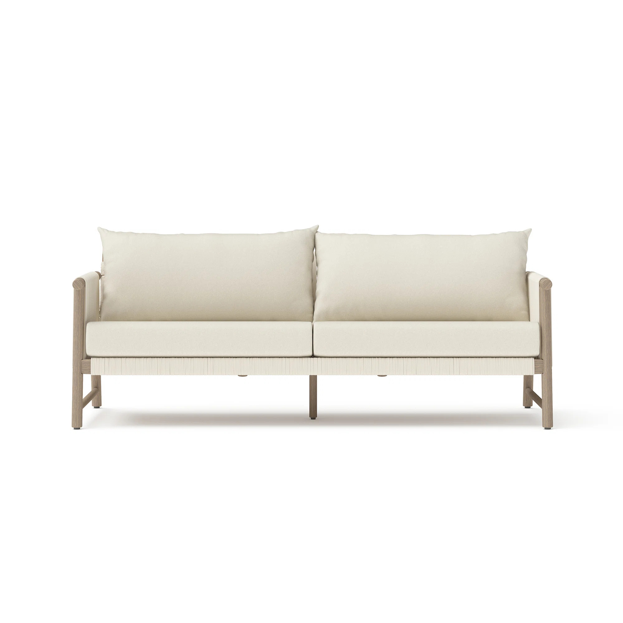 Diamondback Acacia Wood Outdoor Patio 76In Sofa With Rope Wicker - Olefin Linen | Wayfair North America