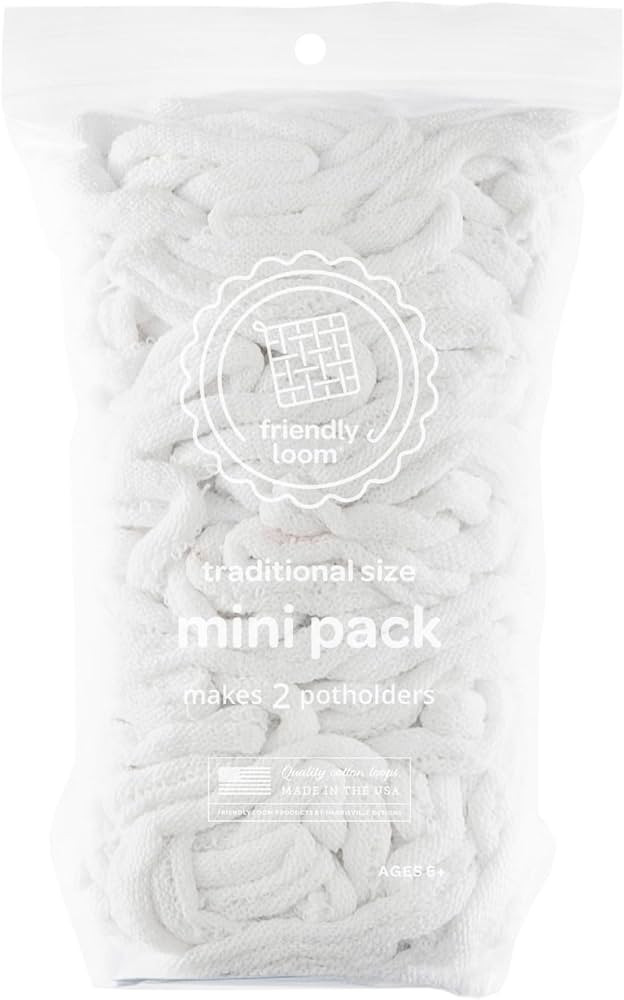 Friendly Loom White Cotton 7 Inch Traditional Loops Mini Pack Refill | Amazon (US)