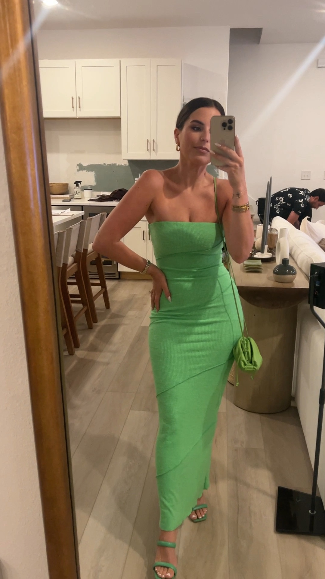 green emerald velvet dress Oscar Midi Dress Green