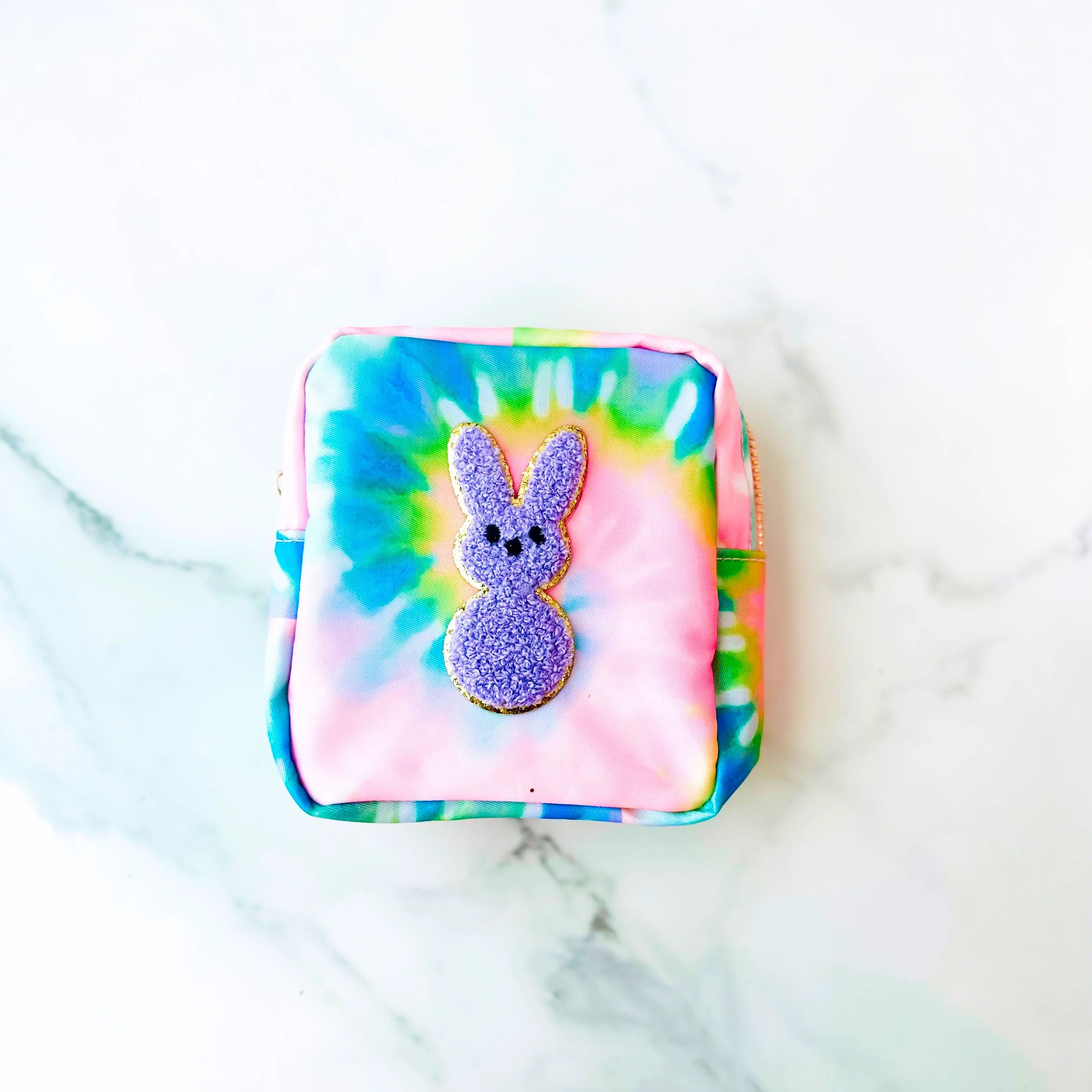 Tie Dye Pouch with Purple Peeps Patch | Golden Thread