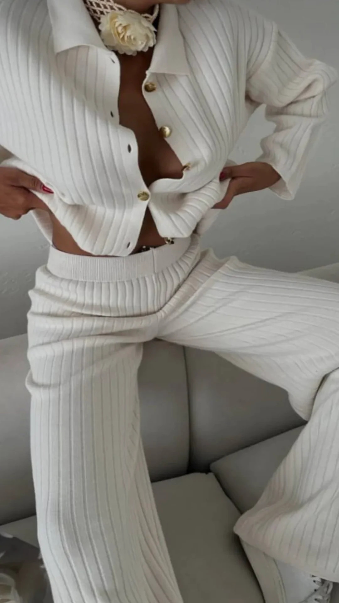 Knit Two Piece Set: Acrylic Pants and Tunic - Casual Wool Suit - Etsy | Etsy (US)