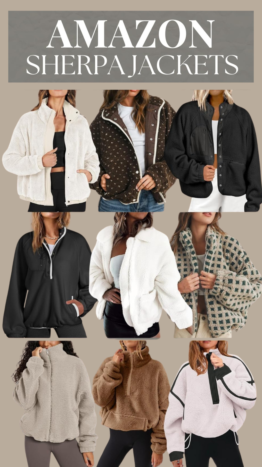 Amazon Sherpa Jackets for Cozy Winter Style

Stay warm and stylish all season with these Amazon sherpa jackets that blend comfort and trend-forward design. From classic zip-ups and cropped silhouettes to oversized pullovers and textured patterns, these cozy layers are perfect for everyday errands, travel days, casual workouts, or lounging in style. Easy to dress up or down, sherpa jackets are a winter wardrobe staple that pairs effortlessly with leggings, denim, and boots. Affordable, flattering, and ultra-soft—these Amazon finds are winter must-haves.

#amazonfashion #sherpajacket #cozywinter #winterlayers #affordablefashion #amazonfinds #casualstyle #coldweatherstyle #winteroutfitinspo #neutralstyle #fleecejackets #womensfashion  

 #LTKHoliday #LTKootd #LTKSeasonal