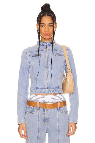 LIONESS Bella Moto Jacket in Washed Blue from Revolve.com | Revolve Clothing (Global)