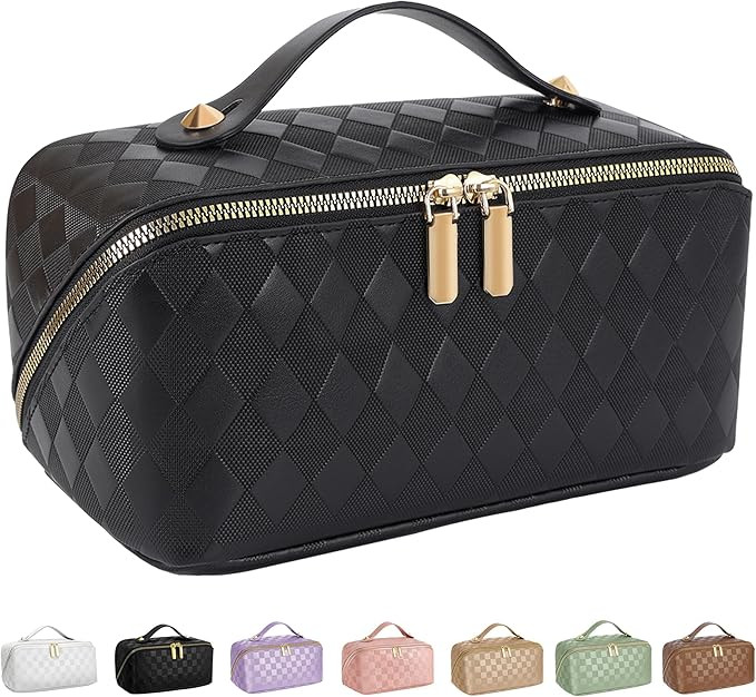 ALEXTINA Large Capacity Travel Cosmetic Bag - Portable Makeup Bags for Women Waterproof PU Leathe... | Amazon (US)