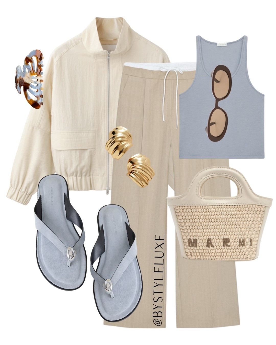 SOMETHING BLUE - A relaxed everyday and pale blue outfit for spring/summer 

#sandals #trousers #jacket

#LTKspring #LTKsummer #LTKuk