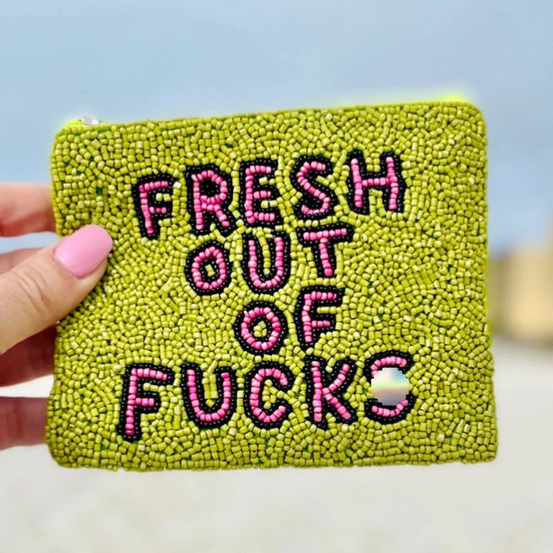 Bead Coin Purse Pouch, Fresh Out Of Fu@ks, Cute Coin Purse, Summer Accessories, BOHO Bag, Best Fr... | Etsy (US)