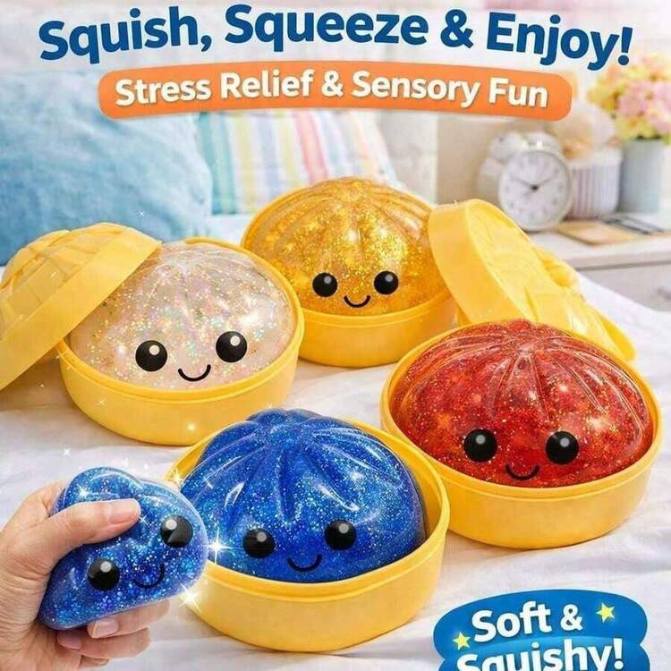 2026 New -Glitter Dumpling, Glitter Dumpling Squishy Box, Dumplings Squishy, Anxiety Relief Fidget, Soft Squeeze Decompression Dough (1PC-A) | SHEIN