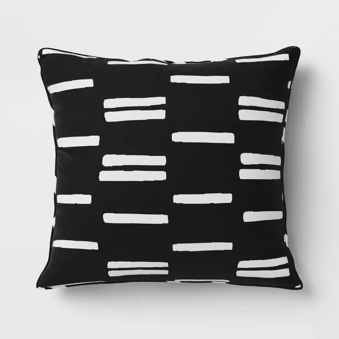 Outdoor Deep Seat Pillow Back Cushion DuraSeason Fabric™ Black/White - Project 62™ | Target