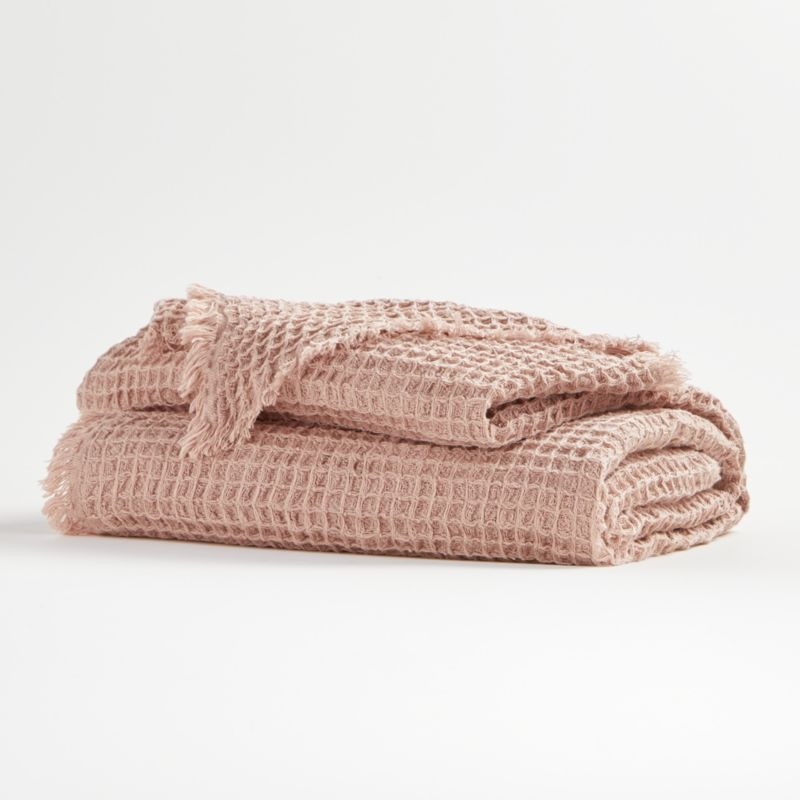 Pink Waffle Throw 70"x55" + Reviews | Crate & Barrel | Crate & Barrel
