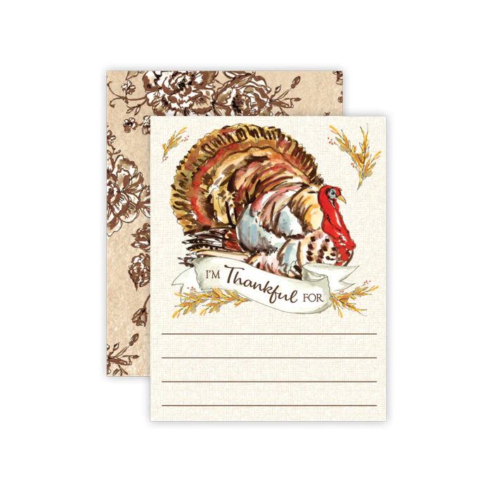 Turkey with Hay Berries Thankful-For Card | Rosanne Beck Collections
