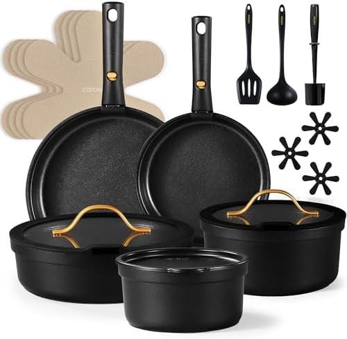 CAROTE 20pcs Pots and Pans Set Non Stick, Nonstick Cookware Set, Dishwasher/Oven/Fridge Safe Pots... | Amazon (US)