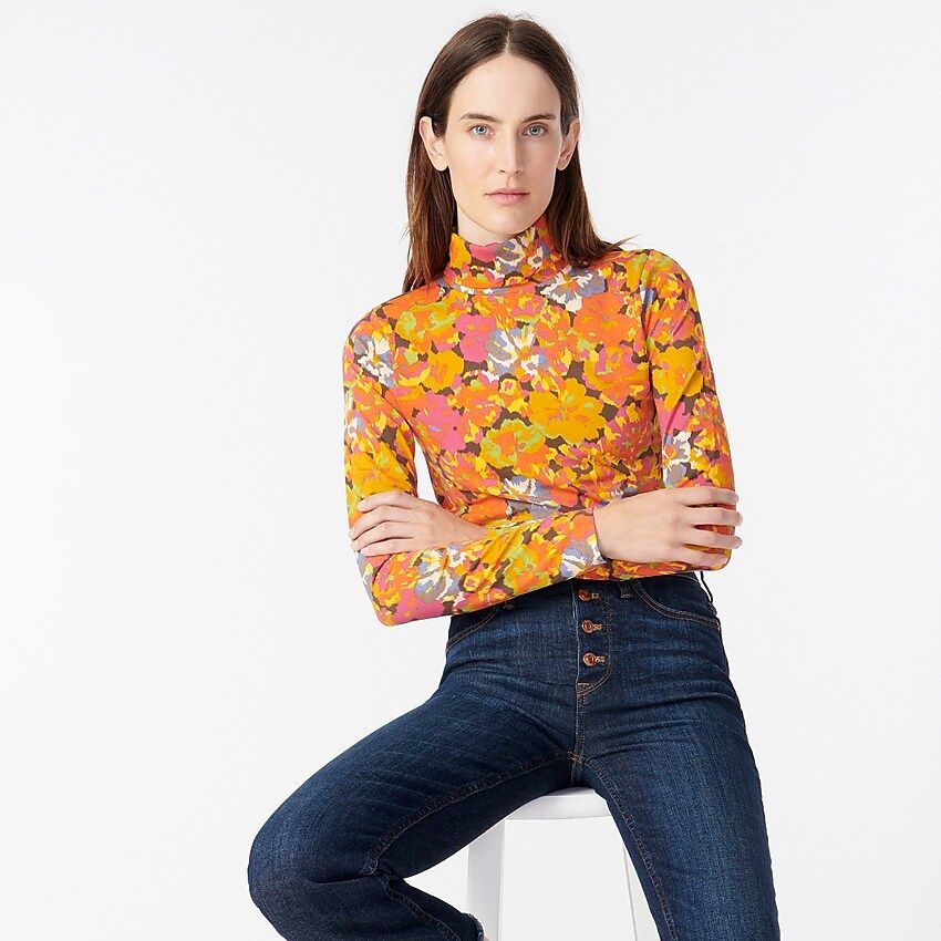 Tissue turtleneck in sunset floral | J.Crew US