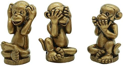 Resin Chinese Fengshui Handmade See Hear Speak No Evil Monkey Figurines Home Decorative BS186 | Amazon (US)
