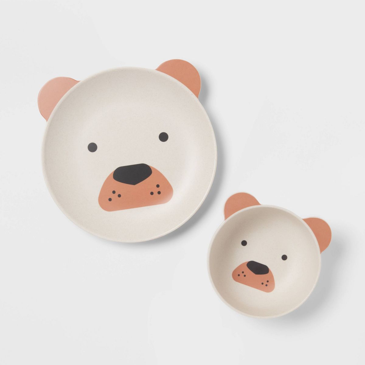 Kids' 2pc Bamboo and Melamine Bear Dinnerware Set Light Brown - Pillowfort™ | Target