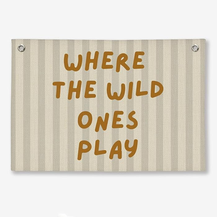 Playroom Toodler Wall Decor Banner, Kids Boy Girls Playroom Decor Hanging Linen Banner, Where The... | Amazon (US)