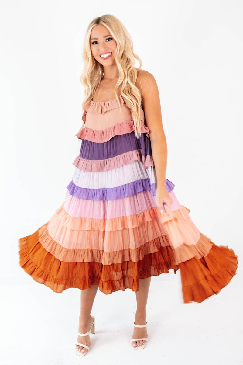 Pursuit Of Happiness Midi Dress - Multi | The Impeccable Pig