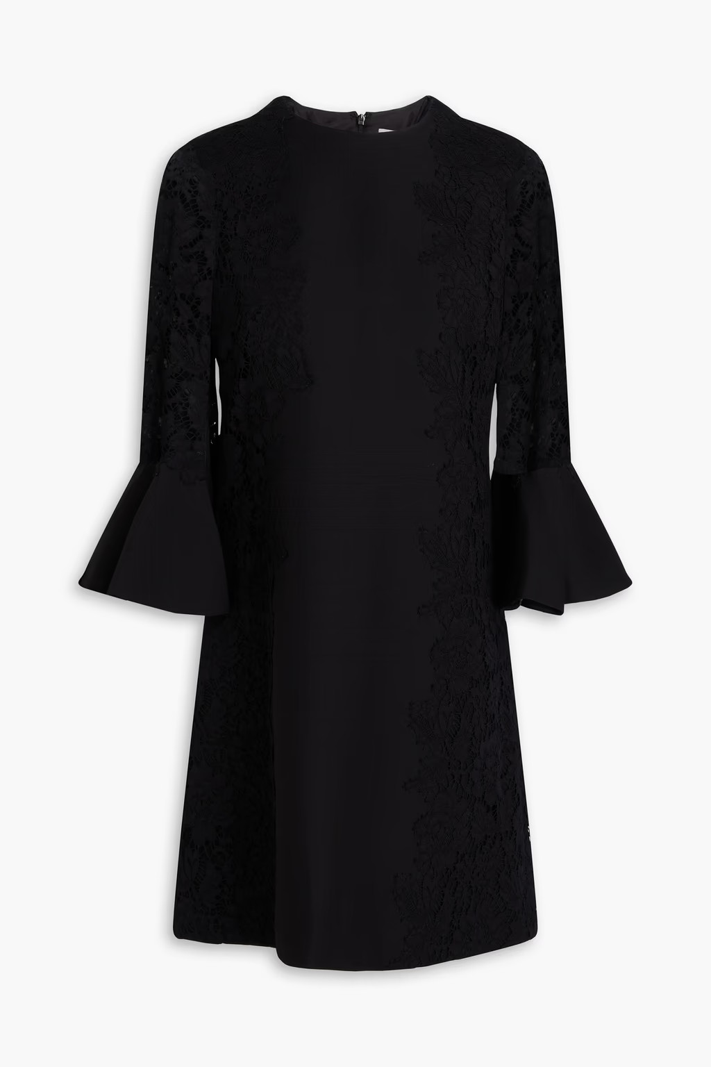 Lace-paneled wool and silk-blend crepe mini dress | The Outnet (UK and Europe)