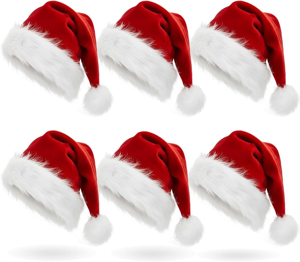 AOGU Plush Santa Hat, Red Christmas Hat Fit for Adults and Kids | Amazon (US)