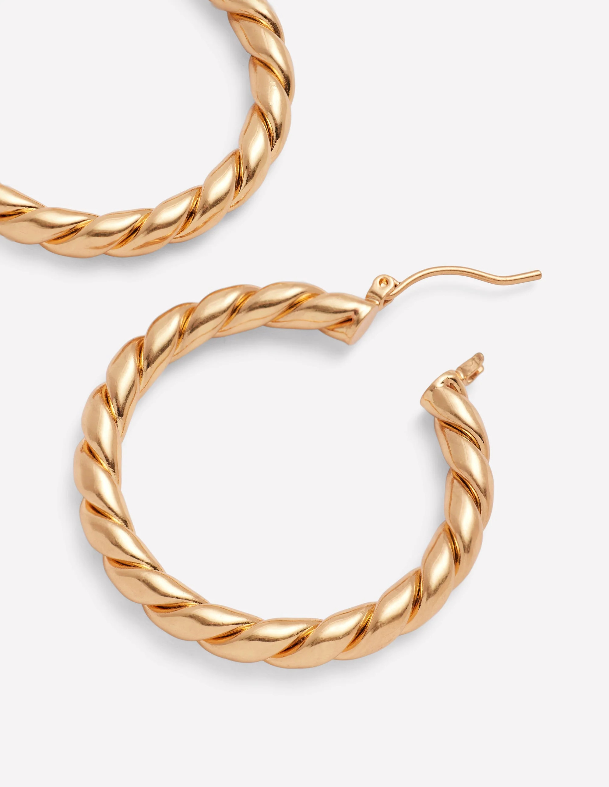 Large Chunky Twist Hoops-Gold | Boden UK
