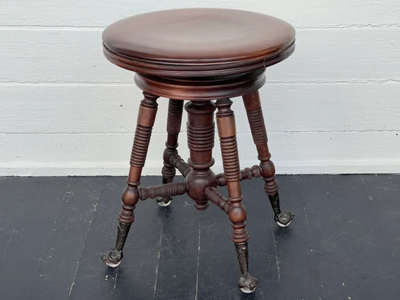 antique piano stool ~ piano stool by Henry Holtzman in NYC & Pittsburgh ~ wood piano stool ~ adju... | Etsy (US)