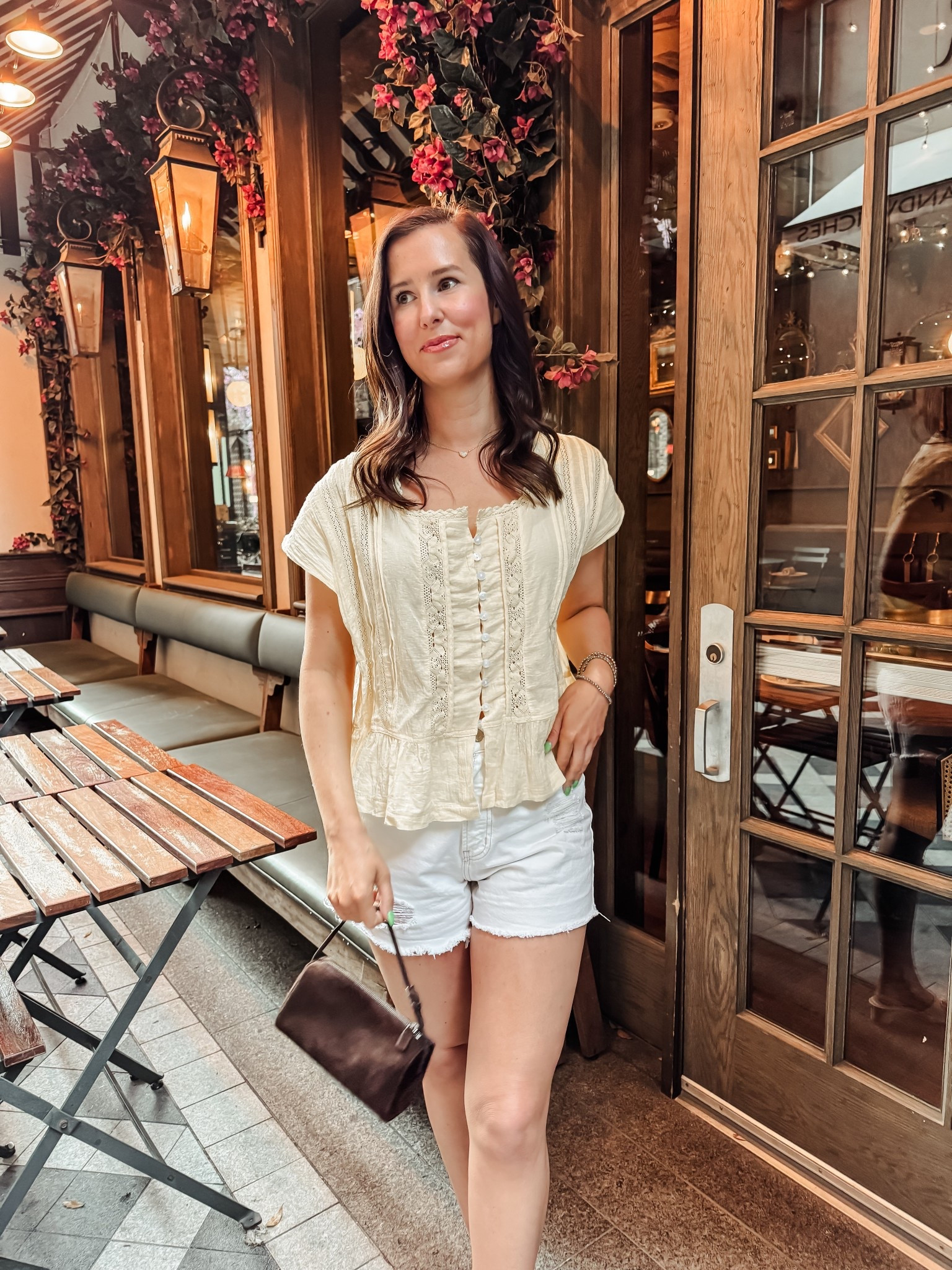 Yellow top // Amazon // under $50 // white denim shorts // Abercrombie // spring ootd // handbag 

#LTKTravel #LTKSaleAlert #LTKootd