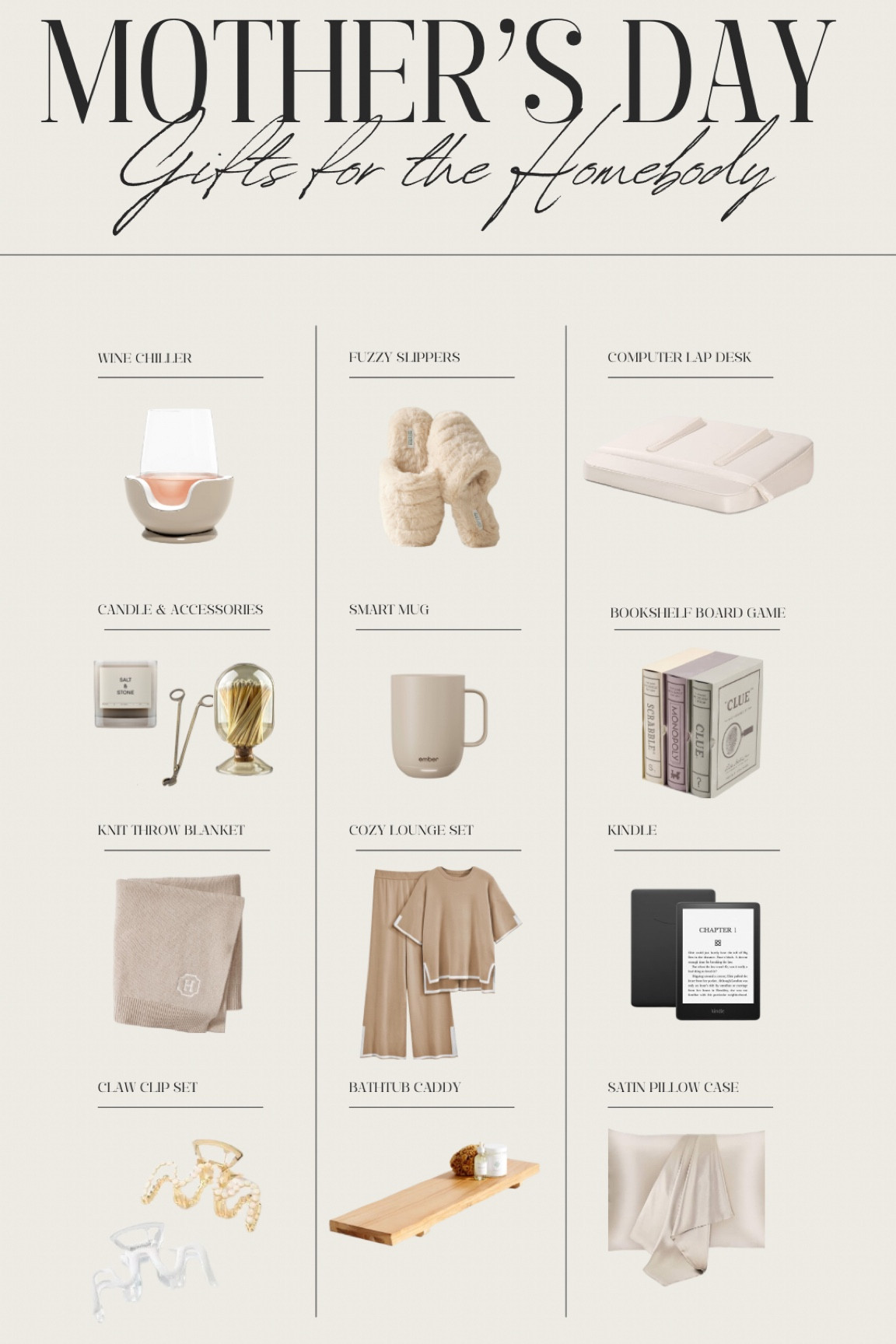 Mother’s Day Gift Guide - For the Homebody Mama

Gift your mom the gift of cozy & quiet relaxation this year for Mother’s Day! 

Wine chiller, slippers, gift guide, gifts for her, gift for her, gift for mom, cozy set, amazon gift guide, neutral gifts, easy gifts, last minute gift 

#LTKfindsunder100 #LTKsalealert #LTKGiftGuide