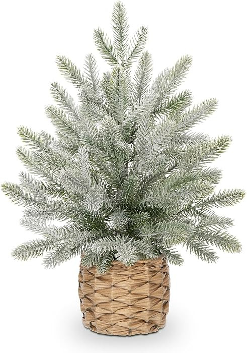 18" Christmas Centerpieces Small Christmas Tree Artifical Tabletop Christmas Tree Xmas Snow Frost... | Amazon (US)