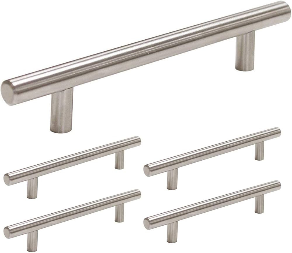 homdiy Brushed Nickel Cabinet Handles Drawer Pulls - HD201SN Cabinet Pulls 4in Hole Centers Cabin... | Amazon (US)