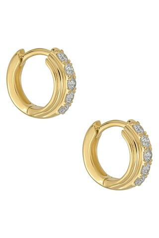 STONE AND STRAND Dainty Boulevard Huggie Earrings in 14k Yellow Gold & White Diamonds from Revolv... | Revolve Clothing (Global)