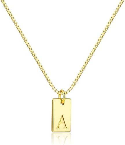Poxtex Dainty Initial Necklace for Women – 14K Gold Silver Plated Letter Pendant, Trendy Waterp... | Amazon (US)