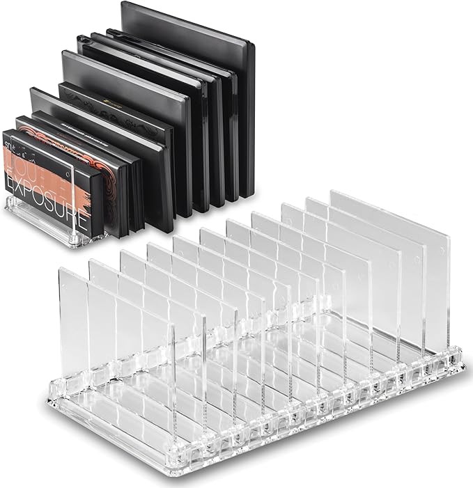 byAlegory Acrylic Makeup Eyeshadow Palette Organizer W/ Removable Dividers | 10 Space Vanity Desk... | Amazon (US)