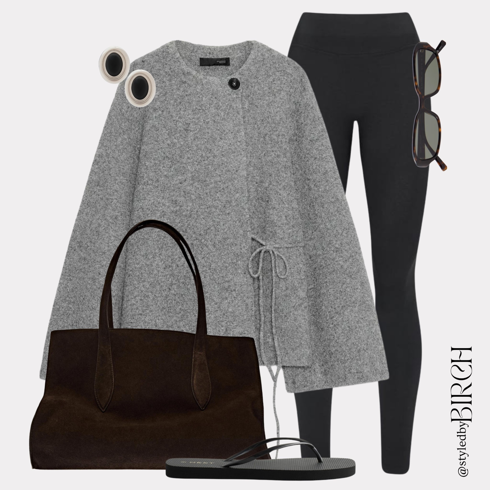 Errands to run but still wanting to look chic 🤍

#outfitinspo #ootd #fashion #everydaystyle #casualchic 

Tags 🏷️
Grey wool jacket, black leggings, black flip flops, tortoiseshell sunglasses, statement earrings and a dark brown tote

#LTKstyletip #LTKeurope #LTKspring