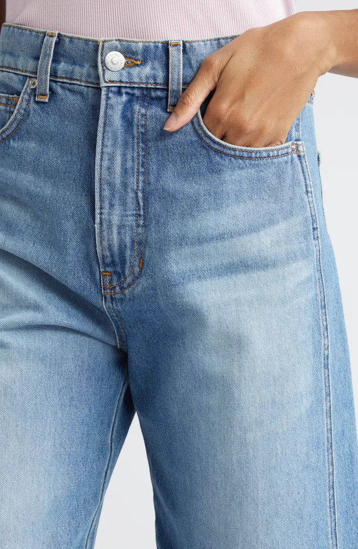 Taylor Raw Hem High Waist Crop Wide Leg Jeans | Nordstrom