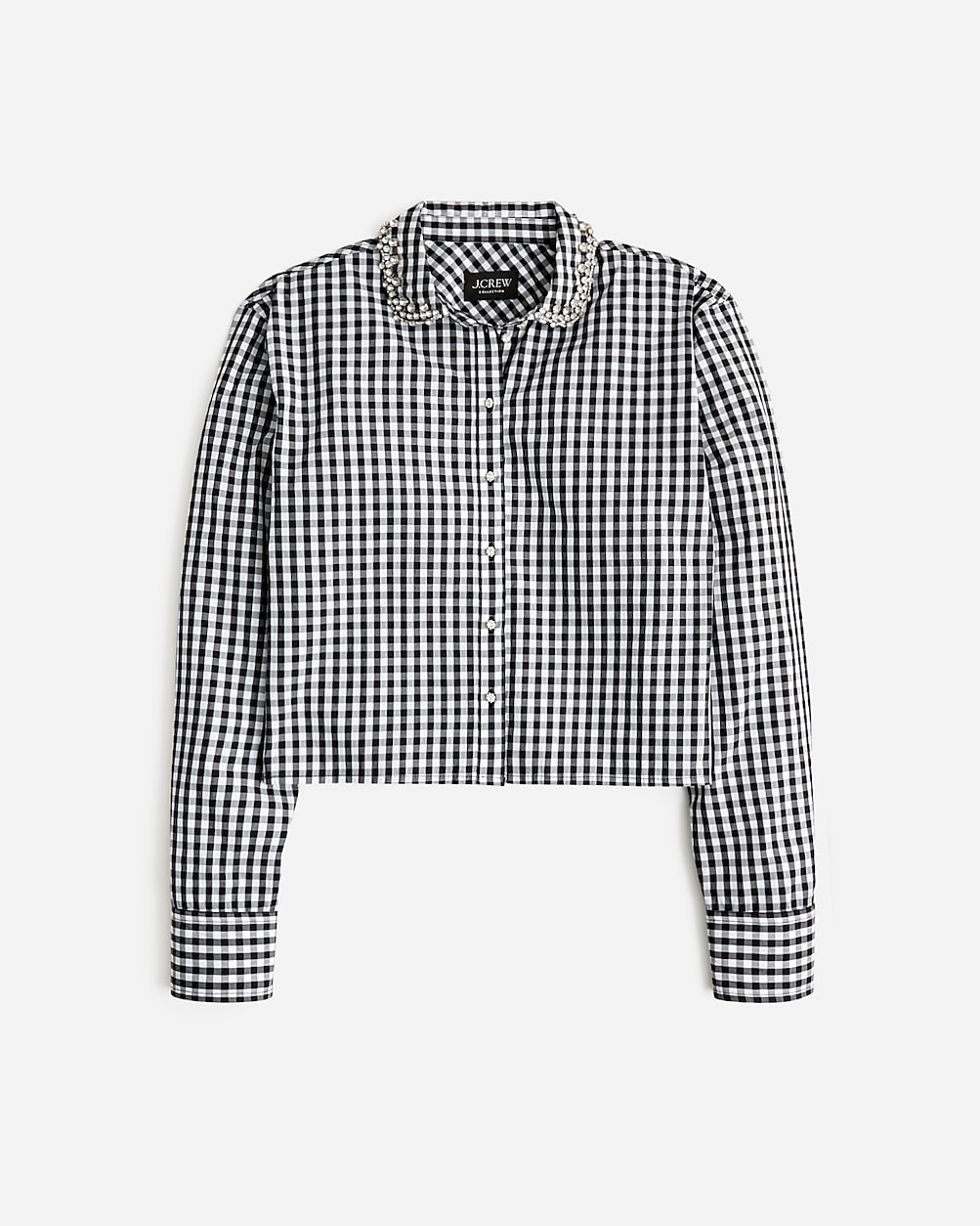 Collection embellished cropped button-up shirt in cotton poplin | J. Crew US