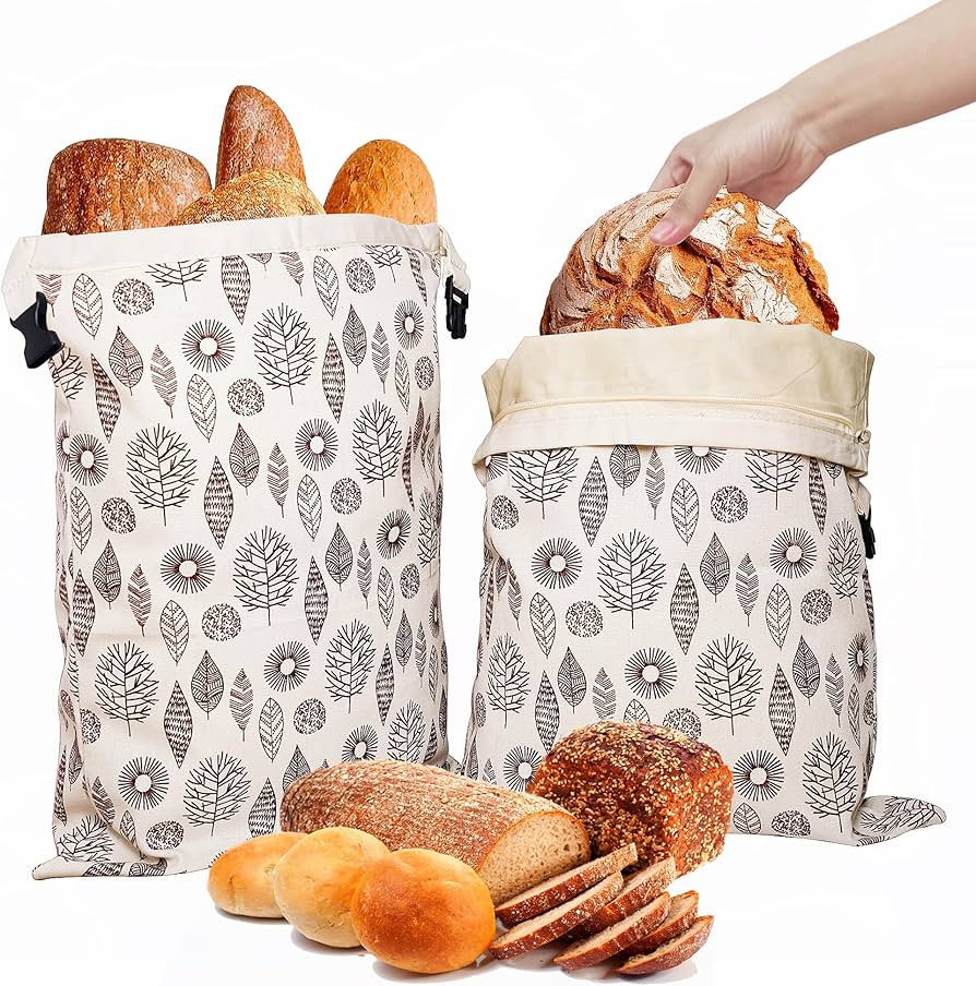 OHIYO Reusable Beeswax Bread Bags for Freezer & Refrigerator, 17"×13" Natural Beeswax-Lined Cott... | Amazon (US)